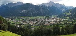 Lienz in the Drava valley, view from the north, in August 2005