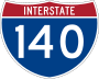 Interstate 140 and North Carolina Highway 140 marker