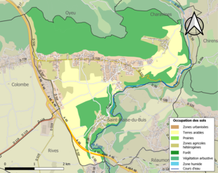 Carte en couleurs présentant l'occupation des sols.