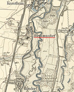 Hartmannsdorf auf einer Karte von 1906