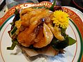 Sea pineapple (hoya) served as sashimi at a restaurant in Japan