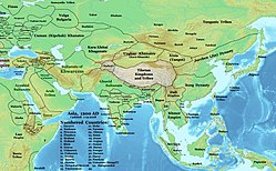 Kara Khanid Khanate degan negara tetangganya, 1200.