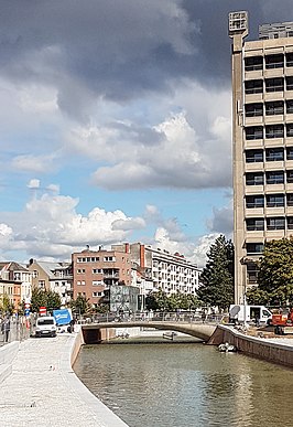 De Nieuwbrug over de pas geopende Reep (Samenvloeiing Schelde-Leie)