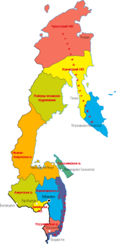 Carte des subdivisions du kraï d'Extrême-Orient.