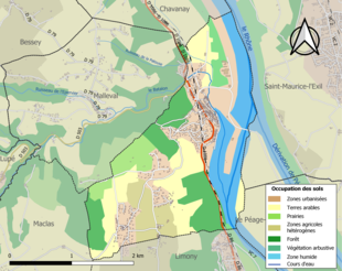 Carte en couleurs présentant l'occupation des sols.