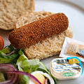 A broodje kroket served for lunch