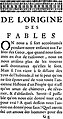 Dílo 'De l’origine des fables' (1684)