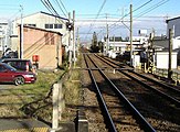 駅ホームより阿久比駅を望む