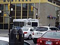 A bus of the Peterborough Transit on Water Street, Peterborough, Ontario.