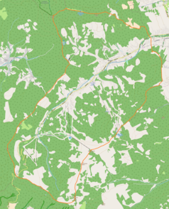 Mapa konturowa Szczyrku, po lewej nieco na dole znajduje się punkt z opisem „Salmopol”