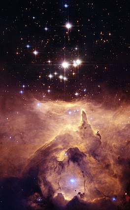 ’n Beeld deur die Hubble-ruimteteleskoop van Pismis 24-1, die "kern" van NGC 6357. Bron: HRT/Nasa/ESA