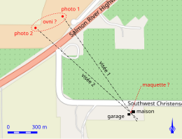 Carte représentant les lieux et les conditions de prise de photographies.