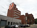 The Duquesne Brewing Company Clock (with AT&T logo on the face), built in 1933, in the South Side Flats neighborhood of Pittsburgh, PA.