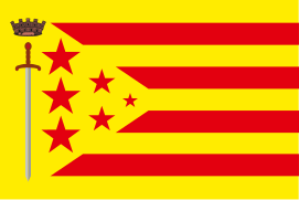 Estelada with sword, crown and 6 stars