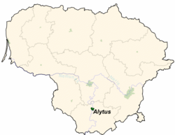 Розташування міста Алітус лит. Alytus