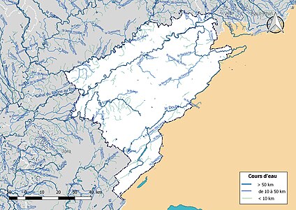 Carte de l'ensemble du réseau hydrographique du Doubs.