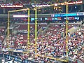 Image 16An arena football goalpost structure featuring the rebound nets on either side of the uprights. (from Arena football)