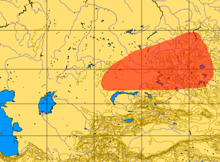 Ареал памятников афанасьевской культуры на карте Центральной Азии