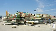 Two A-4 Skyhawk Ayit, A-4N and A-4H (left to right), 147 Squadron "Go­ring Ram" – also at Ramat David