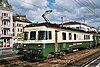 An electric rail motor coach of Südostbahn at the head of a train in Wädenswil in 2003