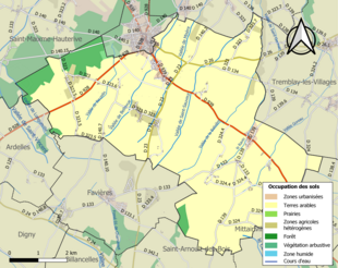 Carte en couleurs présentant l'occupation des sols.