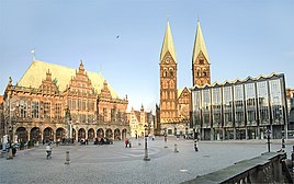 Bremen town hall, St. Peter's Cathedral and parliament