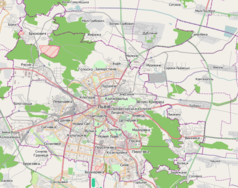 Mapa konturowa Lwowa, blisko centrum na dole znajduje się punkt z opisem „Pole Marsowe”