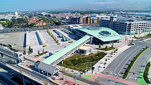 Aerial wide view of the Milpitas Transit Center