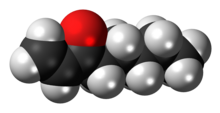 Space-filling model of the oct-1-en-3-one molecule