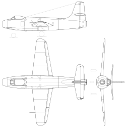 A Jak–19 háromnézeti rajza