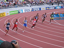 200 metrin juoksu yleisurheilun MM-kilpailuissa Helsingissä 2005.