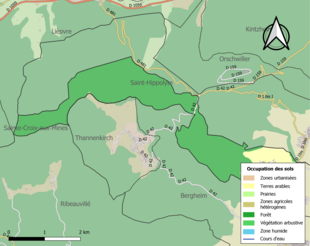 Carte en couleurs présentant l'occupation des sols.