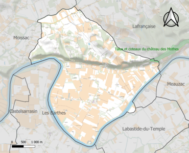 Carte de la ZNIEFF de type 1 sur la commune.