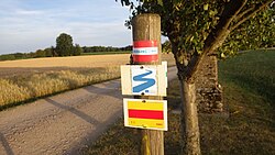 Wegweiser des Jerusalemweges bei Stadlern