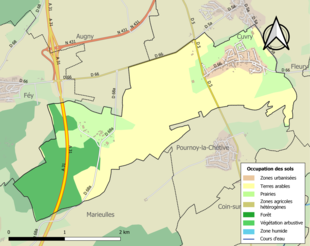 Carte en couleurs présentant l'occupation des sols.