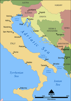 A map of the Adriatic Sea