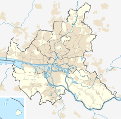 Mapa konturowa Hamburga, u góry znajduje się punkt z opisem „Langenhorn Markt”