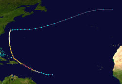 Parcours de l'ouragan Maria.