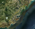 Image 9Satellite view of Monaco, with the France–Monaco border shown in yellow (from Monaco)