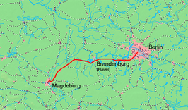 Spoorlijn Potsdam - Eilsleben op de kaart