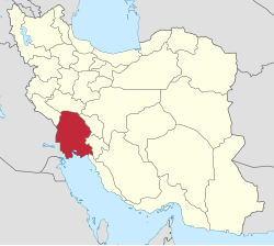 Lage der Provinz Chuzestan im Iran