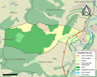 Carte en couleurs présentant l'occupation des sols.