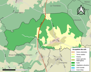 Carte en couleurs présentant l'occupation des sols.