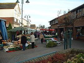 Das Zentrum von Caldicot am Markttag