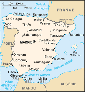 carte : Géographie de l'Espagne