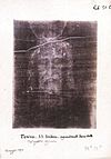 The negative of the first photo taken of the Shroud of Turin