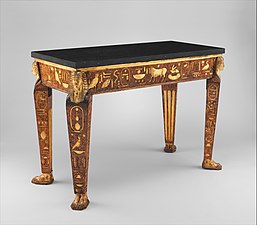 Table, 1775–1780, wood, carved, painted, and partly gilded, and black granite top not original to table, Metropolitan Museum of Art, New York City