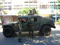 Thai army Humvee at Ratchaprarop road, Bangkok. Taken during the red shirt riots; 13 April 2009.