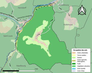 Carte en couleurs présentant l'occupation des sols.