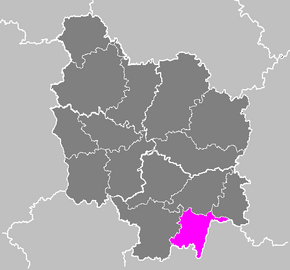 Arrondissement Mâcon na mapě regionu Burgundsko